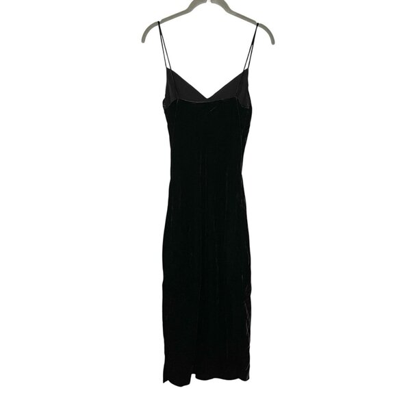 Paige Black Velvet‎ Sleeveless Slip Midi Dress Formal V-Neck Sexy Slit Size XS - Picture 3 of 7
